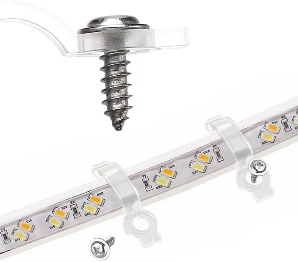 100 Pack Strip Light Mounting Bracket,Transparent Fixing Clips for 10Mm Wide IP6