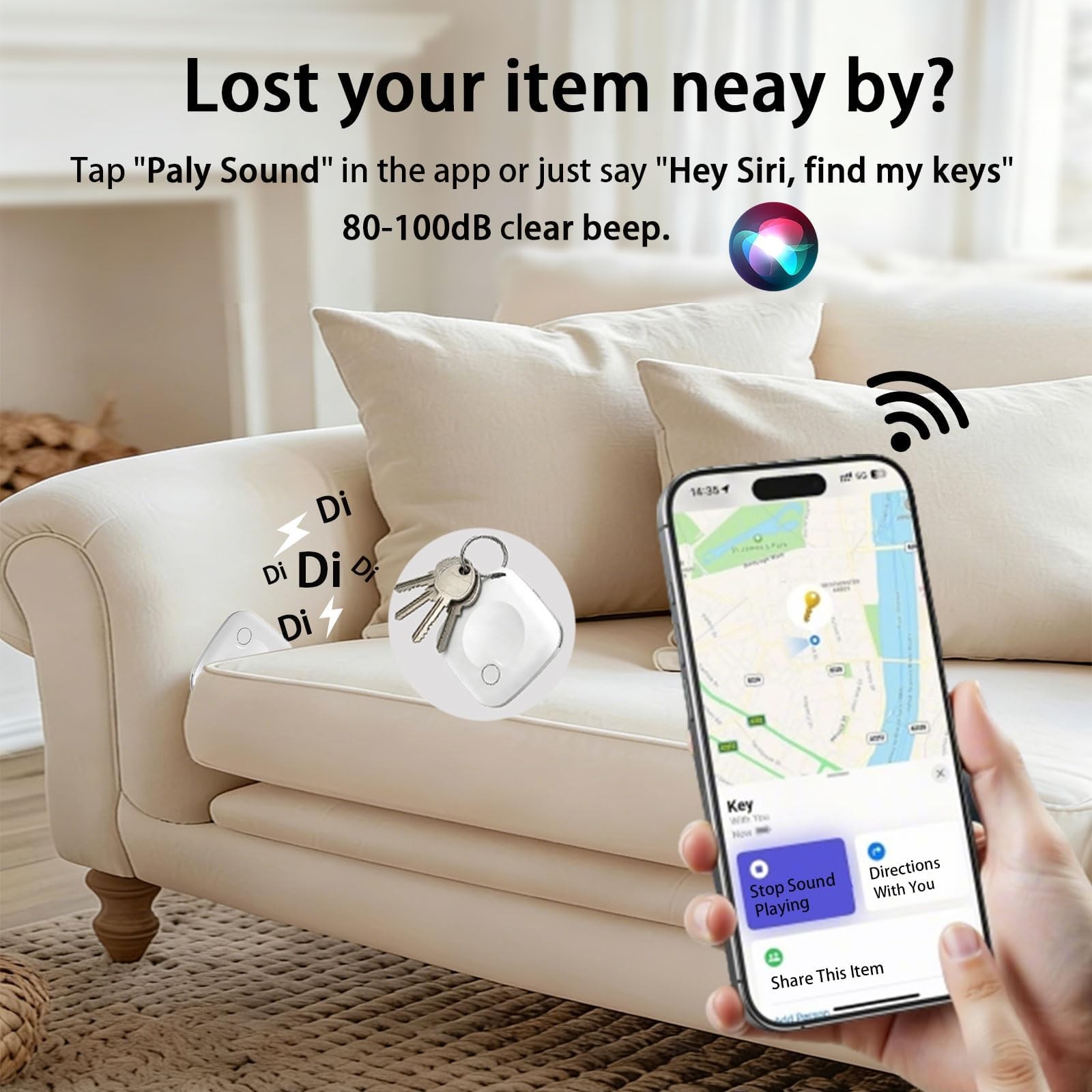 Bluetooth Tracker Tags 2 Pack [MFi Certified] for Apple Find My (iOS Only)