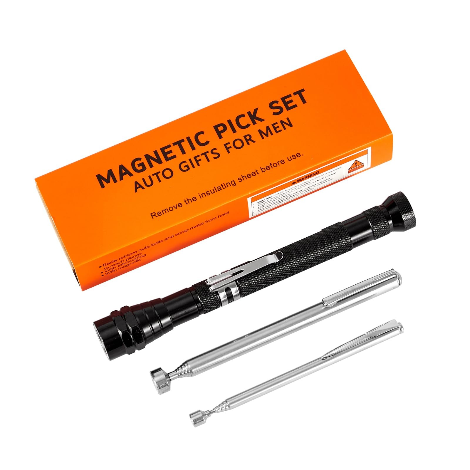 Extendable Magnetic Flashlight with Telescoping Magnet Pickup Tool set of 3Co...