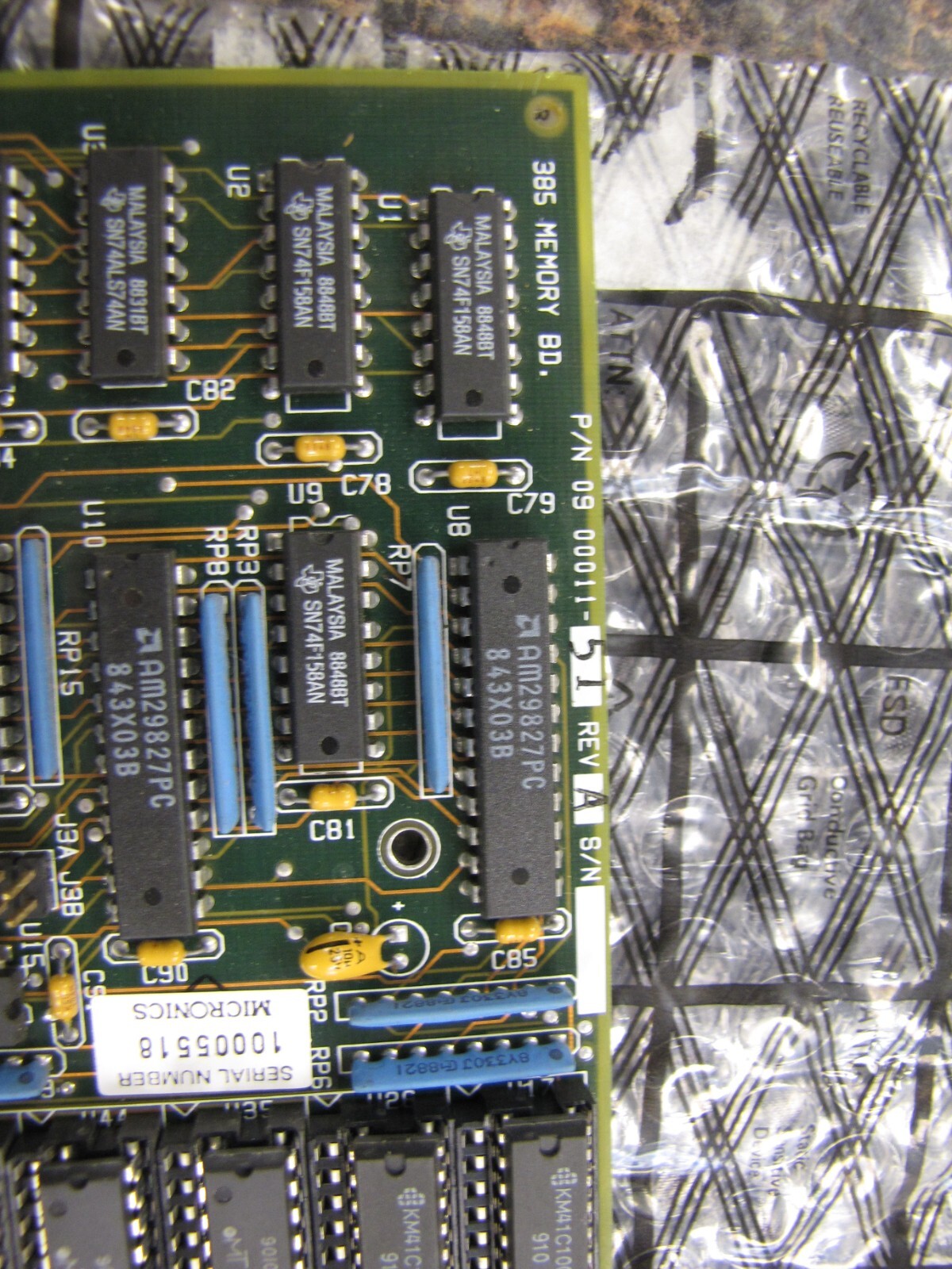Vintage Micronics 385 Memory Board 09-00011-00 - Excellent !