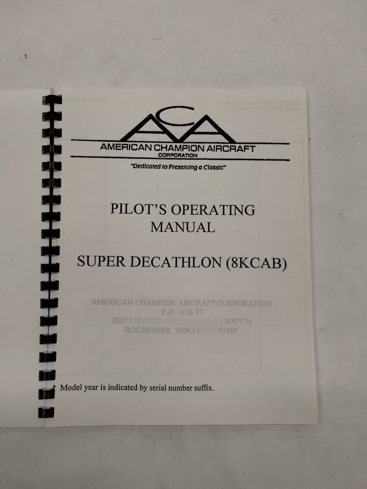 American Champion Super Decathlon 8KCAB Pilots Operating Manual-Copy