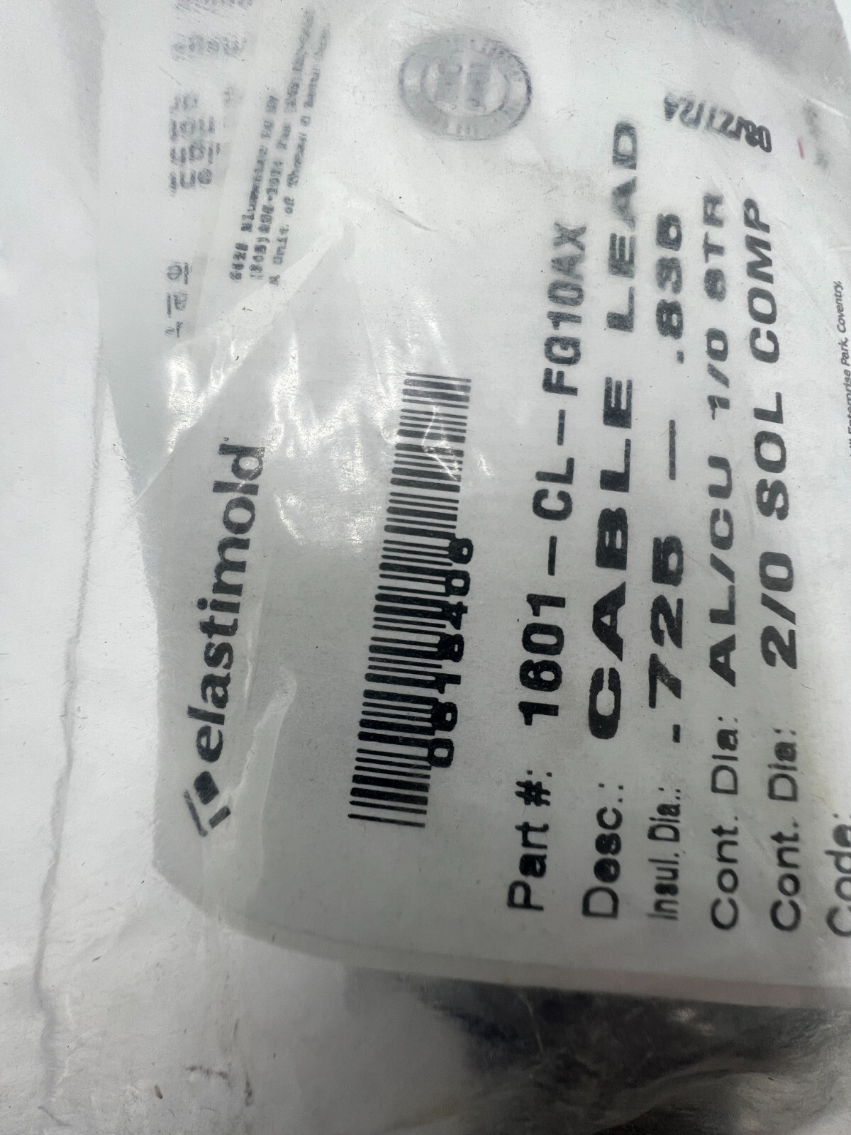 Elastimold 1601-CL-FG10AX Cable Lead, .725-.835 Insulation Diameter