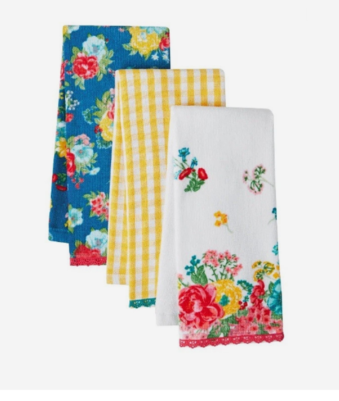 The Pioneer Woman Fancy Flourish Kitchen Towel Set, Oversized 20"x30", 3 Piece