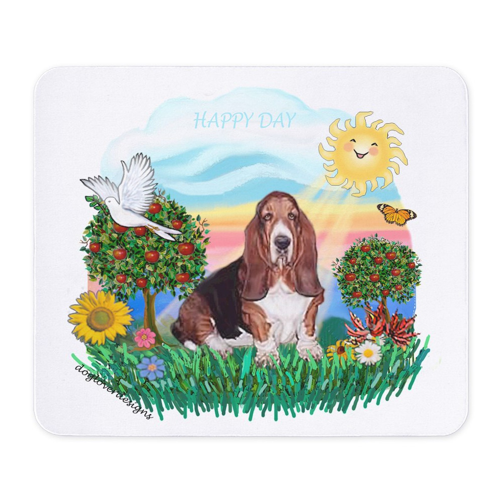 CafePress Happy Day Basset Mousepad  (454382463)