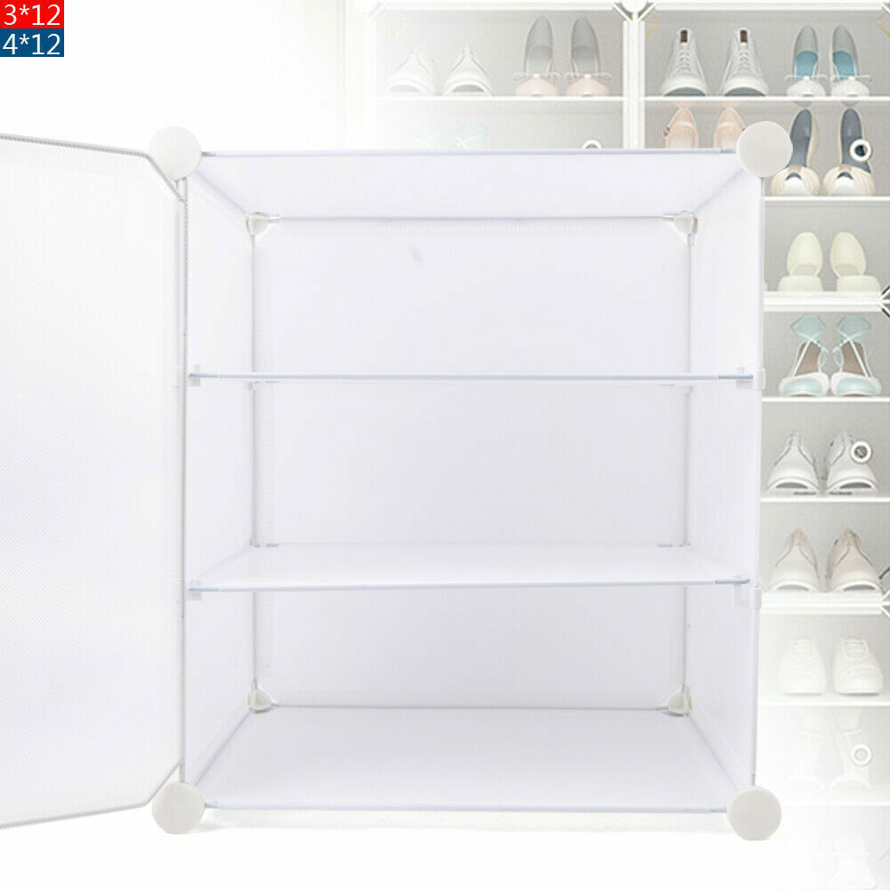 12-Tier Shoe Rack Organizer Stackable Closet 96/72 Pair Shoe Box Storage Cabinet