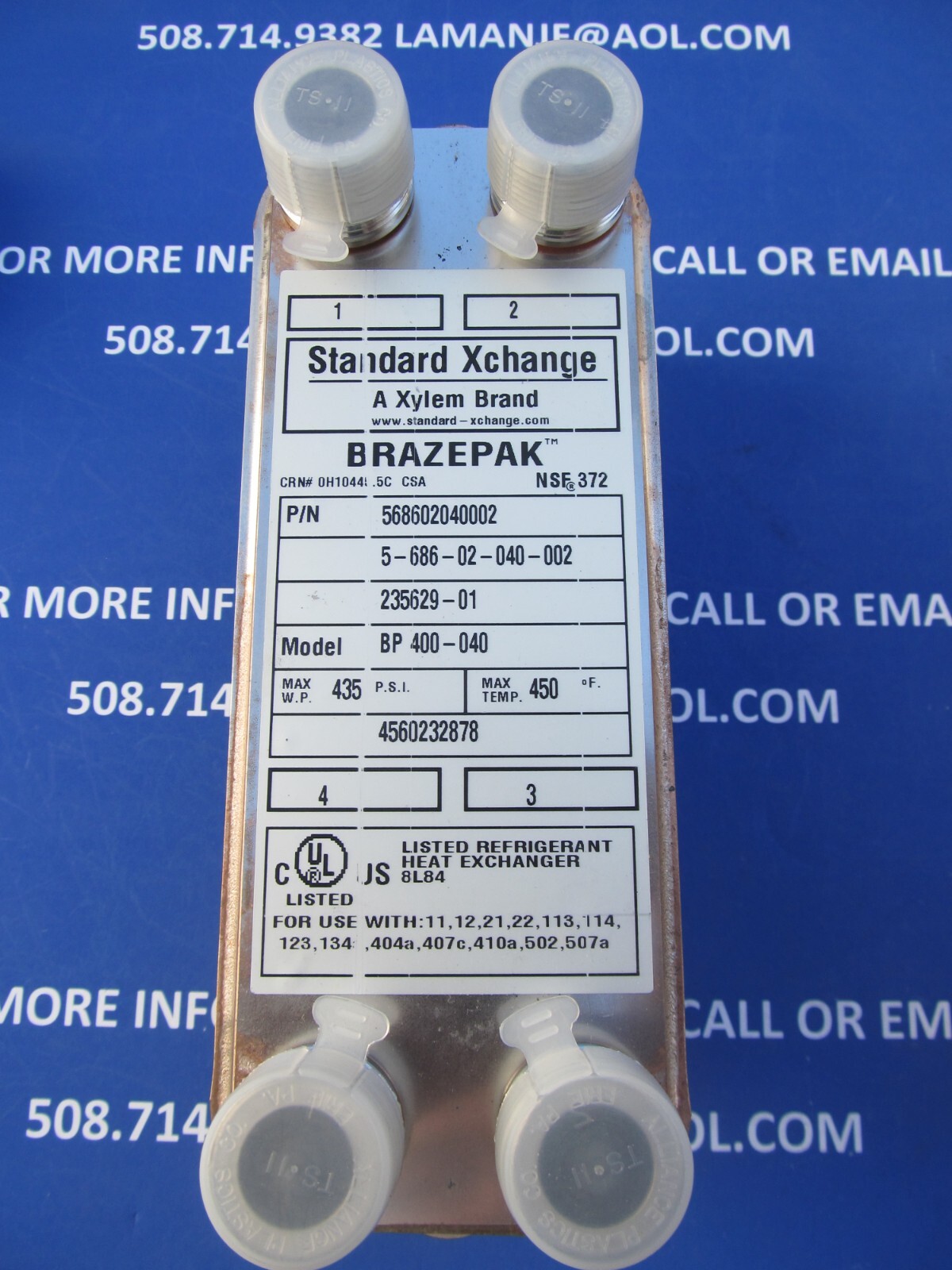 Xylem Brazepak Plate Heat Exchanger, 3.25" X 8.25", BP 400-040, 568602040002