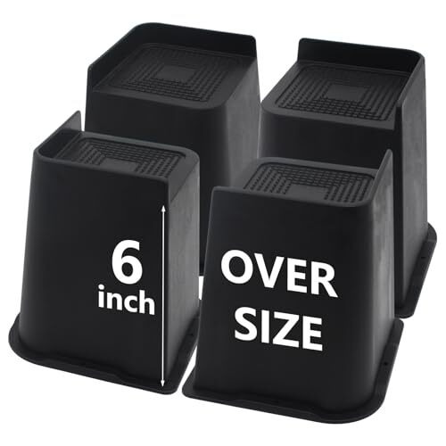 Bed Risers Heavy Duty, 4 Pack Oversized Furniture Risers 6 inch 4 inch Black
