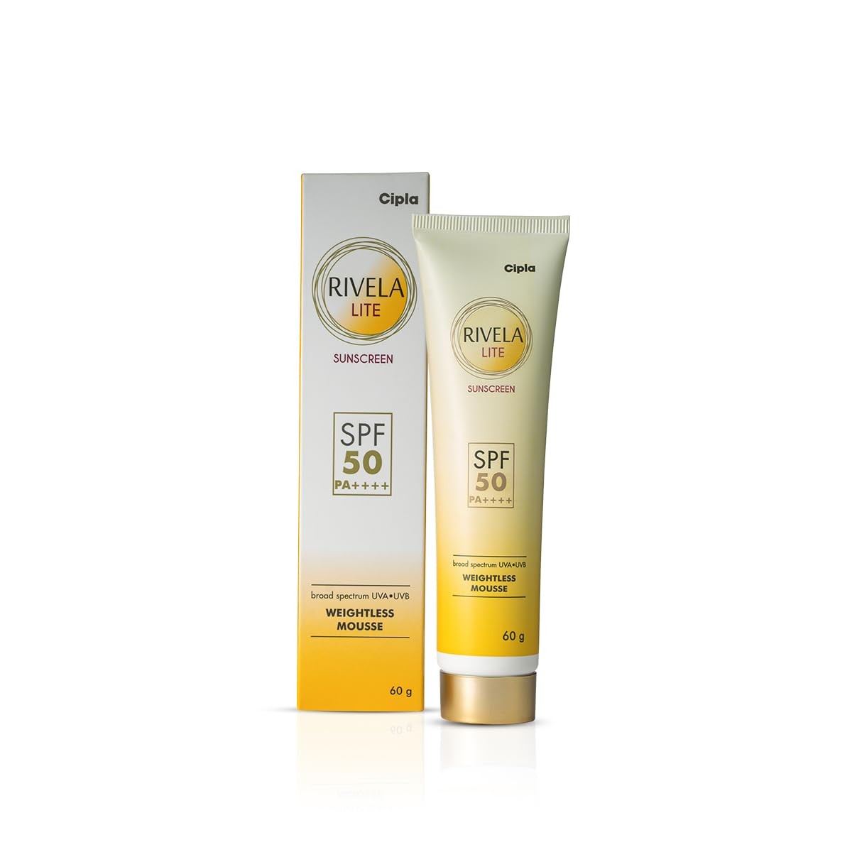 Cipla Rivela Lite Sunscreen SPF 50 PA+++ Weightless Mousse 60g