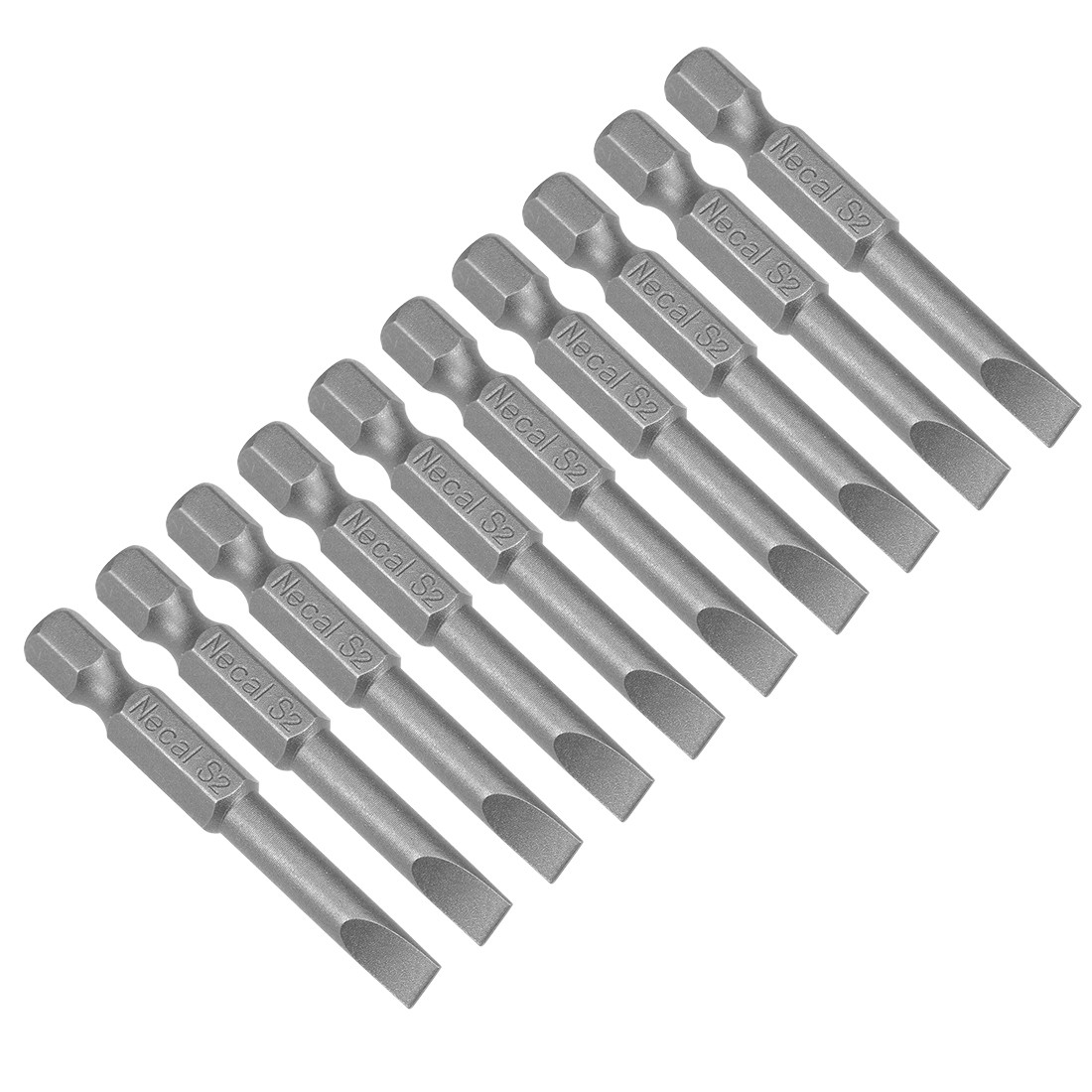 10pcs 50mm 1/4" Hex Shank SL5 Magnetic Slotted Head Screwdriver Bit S2