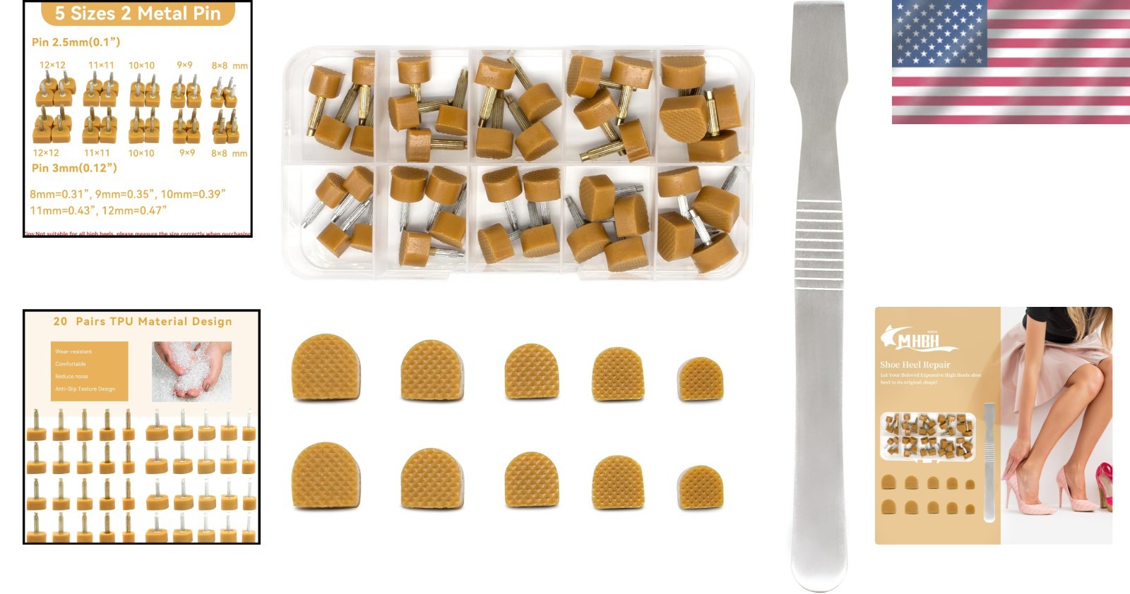 Easy to Use High Heel Replacement Tips Kit with Storage Box - 40 Tips Included