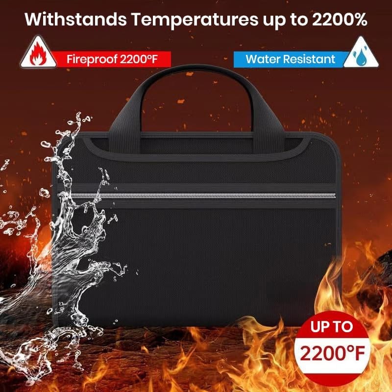 Large Capacity A4 Fireproof File Folder with Handle｜Portable Document Organizer