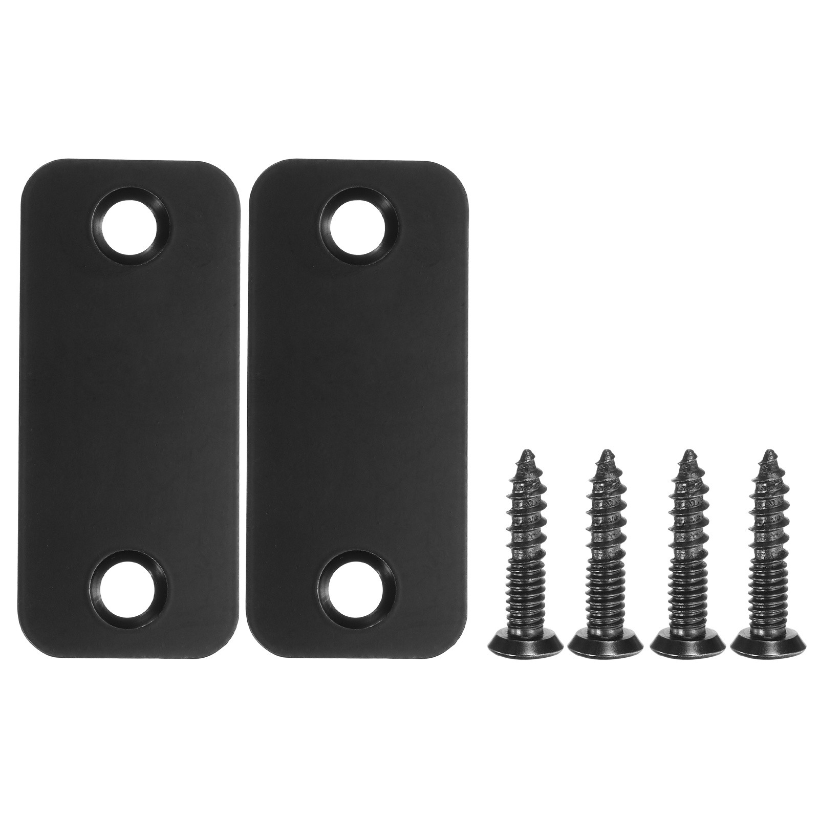 2 Pack 2.24"x0.98" Round Corner Door Edge Hole Filler Plate with 4 Screw(Black)