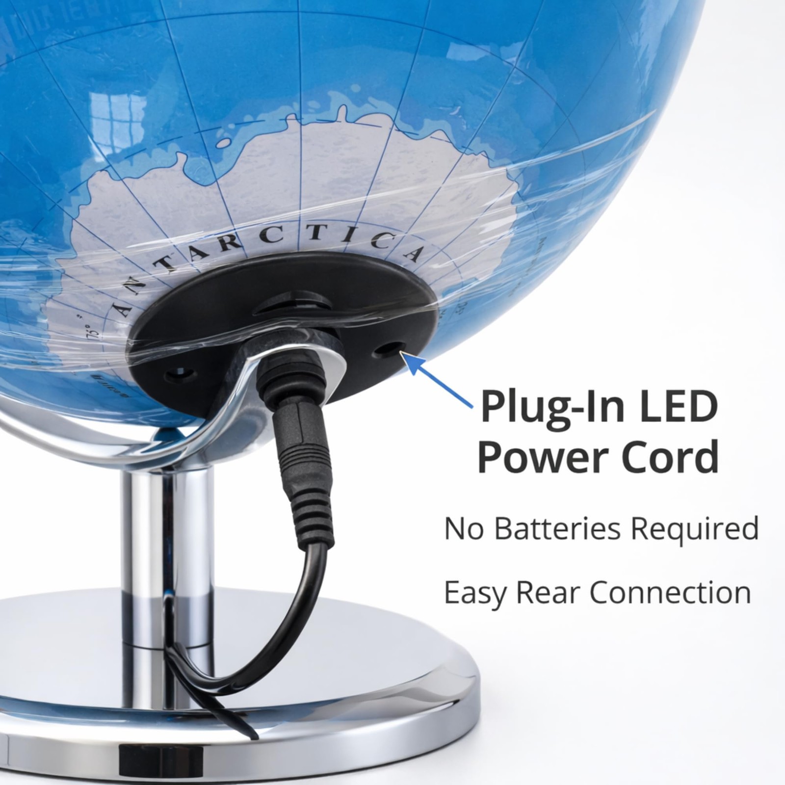 LED Illuminated World Globe with Chrome Rotating Stand – Desk Display Globe w...