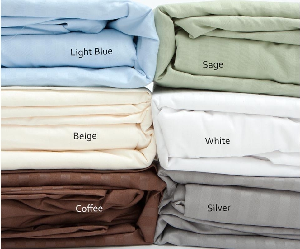 Queen Size Sage 400 Thread Count 100% Cotton Sateen Dobby Stripe Sheet Set