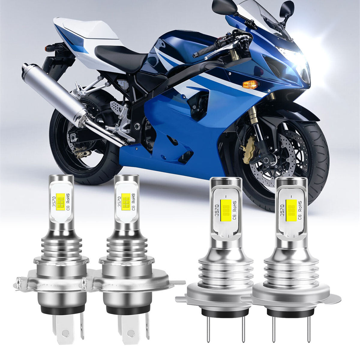 High Power LED Headlight H4 H7 Bulbs for Suzuki GSXR 600 750 2004-2005