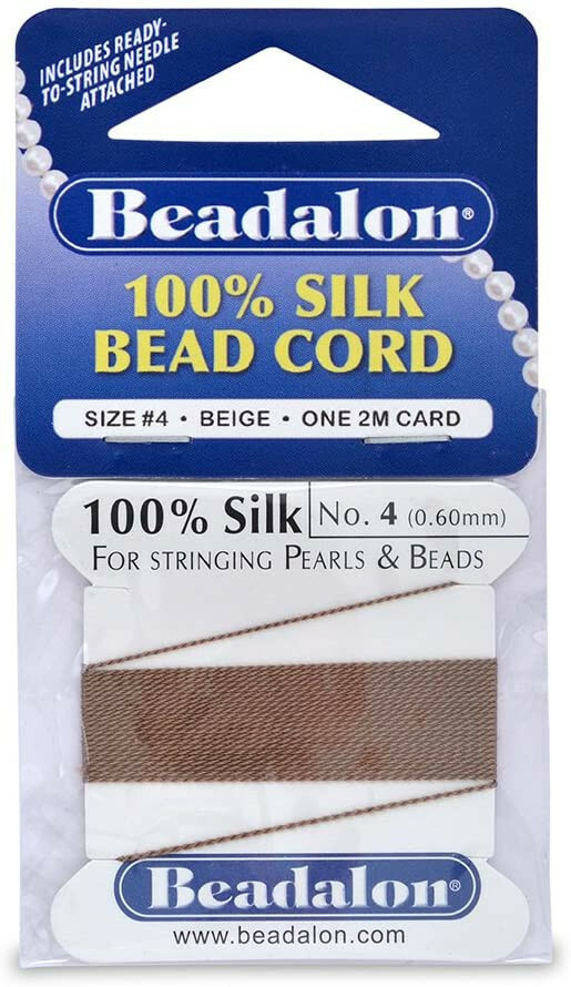 Beadalon Silk Bead Cord .60-Millimeter, 6-1/2-Feet/Pkg, Beige