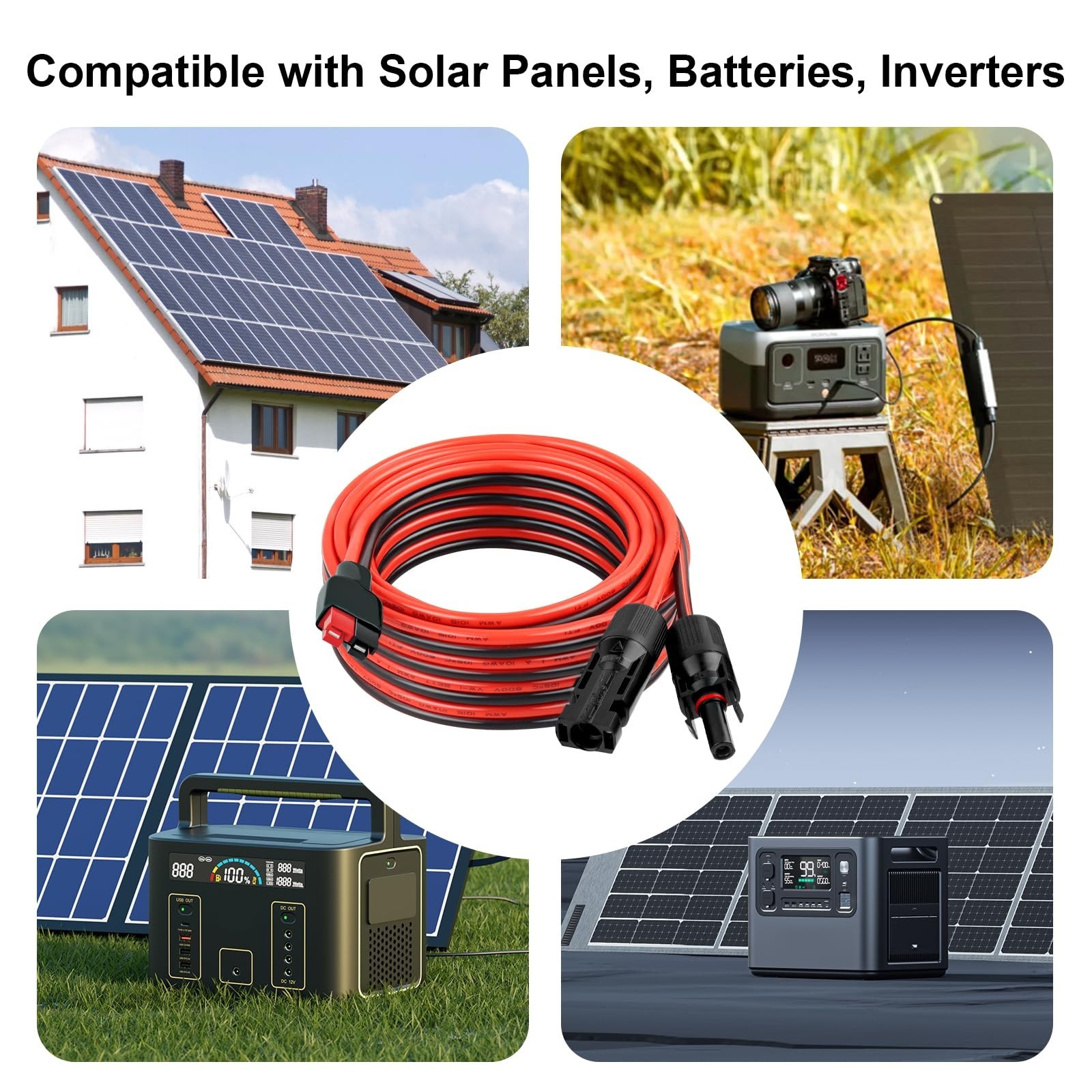 10AWG Solar Anderson Extension Cable 20FT for Solar Power Systems