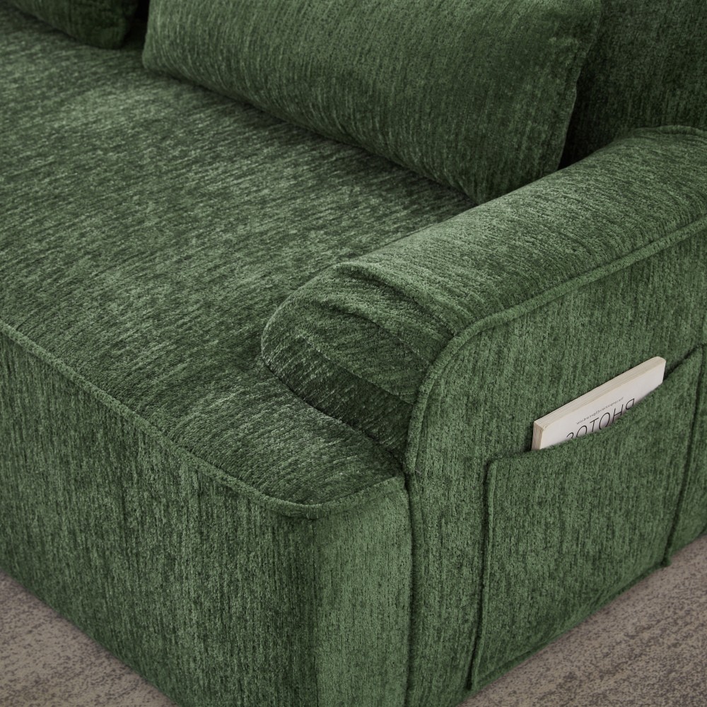 L-Shape Chenille Sofa w/ Tufted Design, Sleeper Couch for Living Room