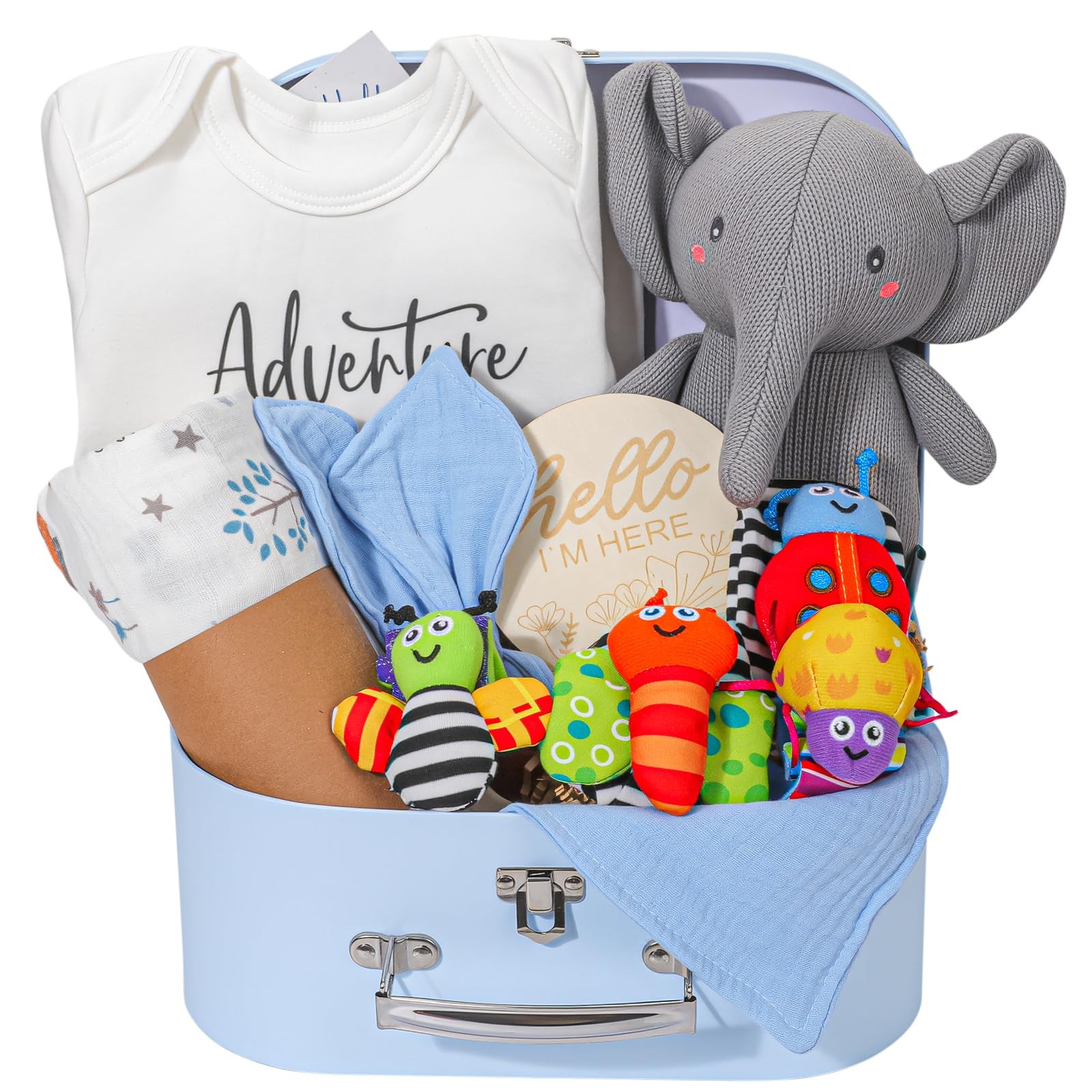 Baby Boy Gifts for Baby Shower,Baby Boy Gifts Basket Includes Newborn Blanket...
