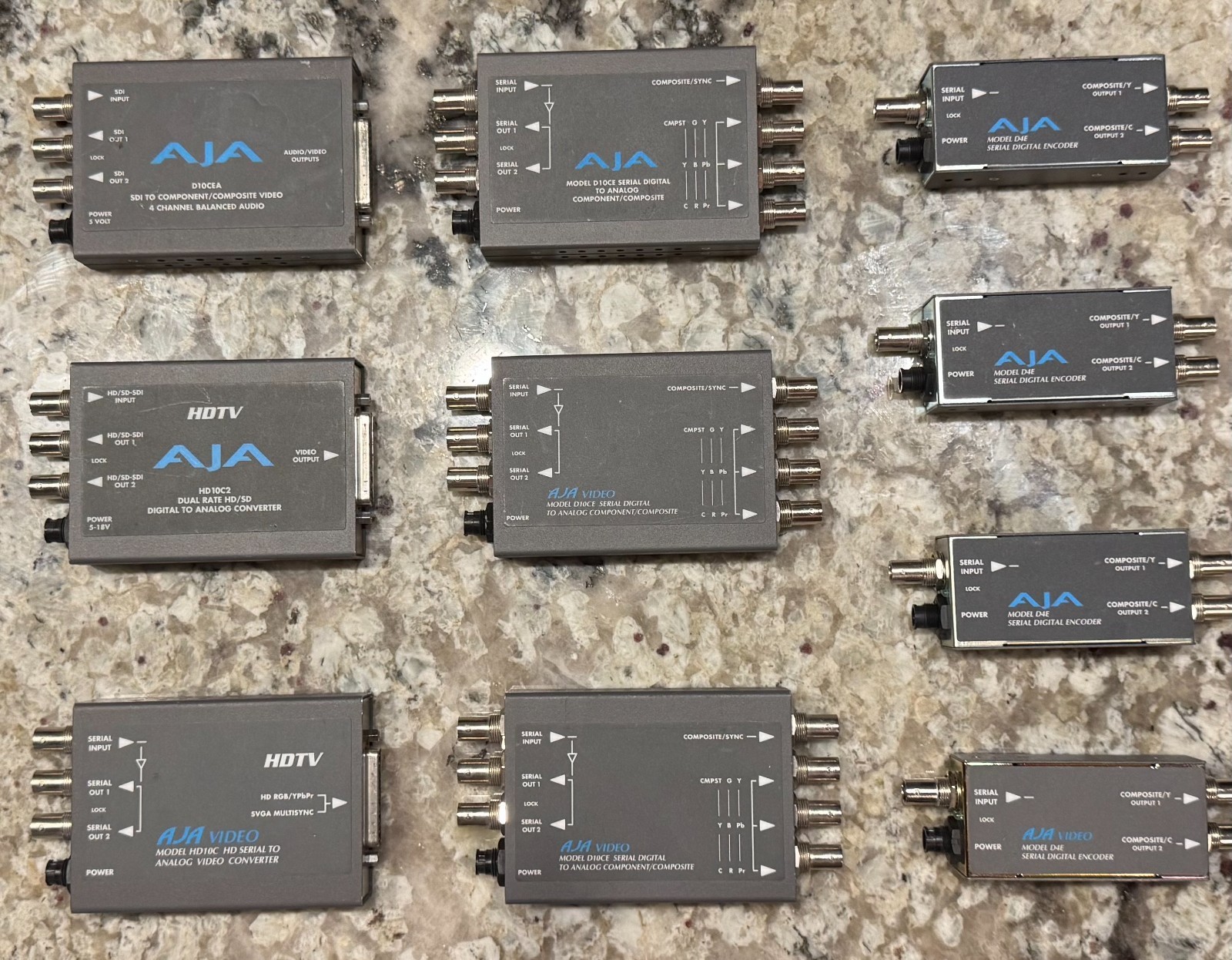Lot of 10 AJA Video Converters – D10CE, D10CEA, HD10C, vHD10C2, D4E