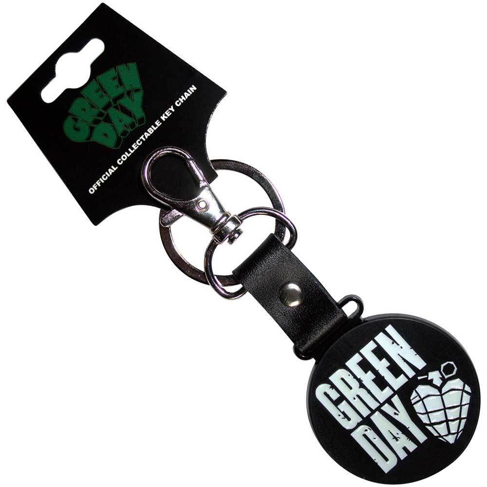 GREEN DAY - LOGO AND GRENADE CIRCLE - METAL KEYCHAIN - BRAND NEW - MUSIC GDKEY05