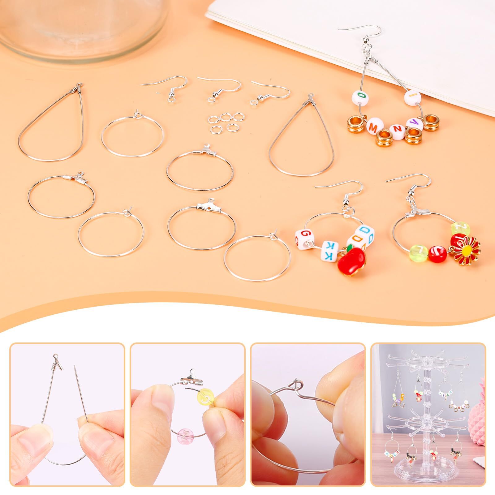 400 Piece Earring Making Kit Includes Hooks Rings and Backs for Jewelry Making