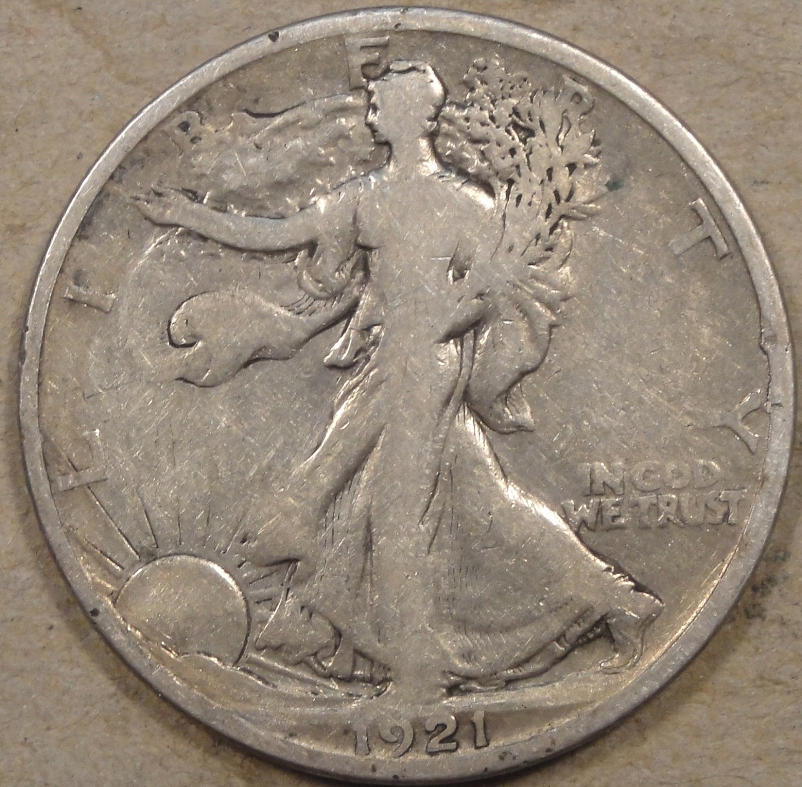 1921-S Walking Liberty Half Dollar 50c VG Details as Pictured L4-6