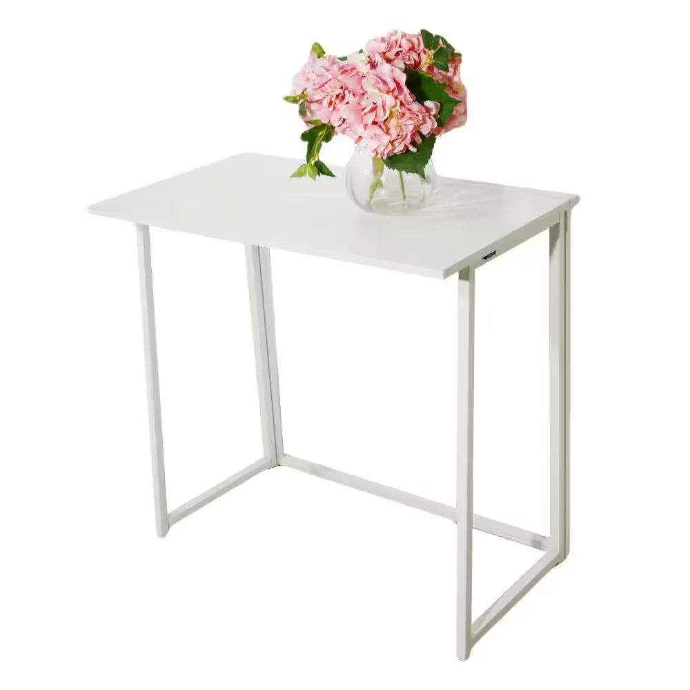 Simple Collapsible 31.5 In. H W Rectangular White Computer Desk