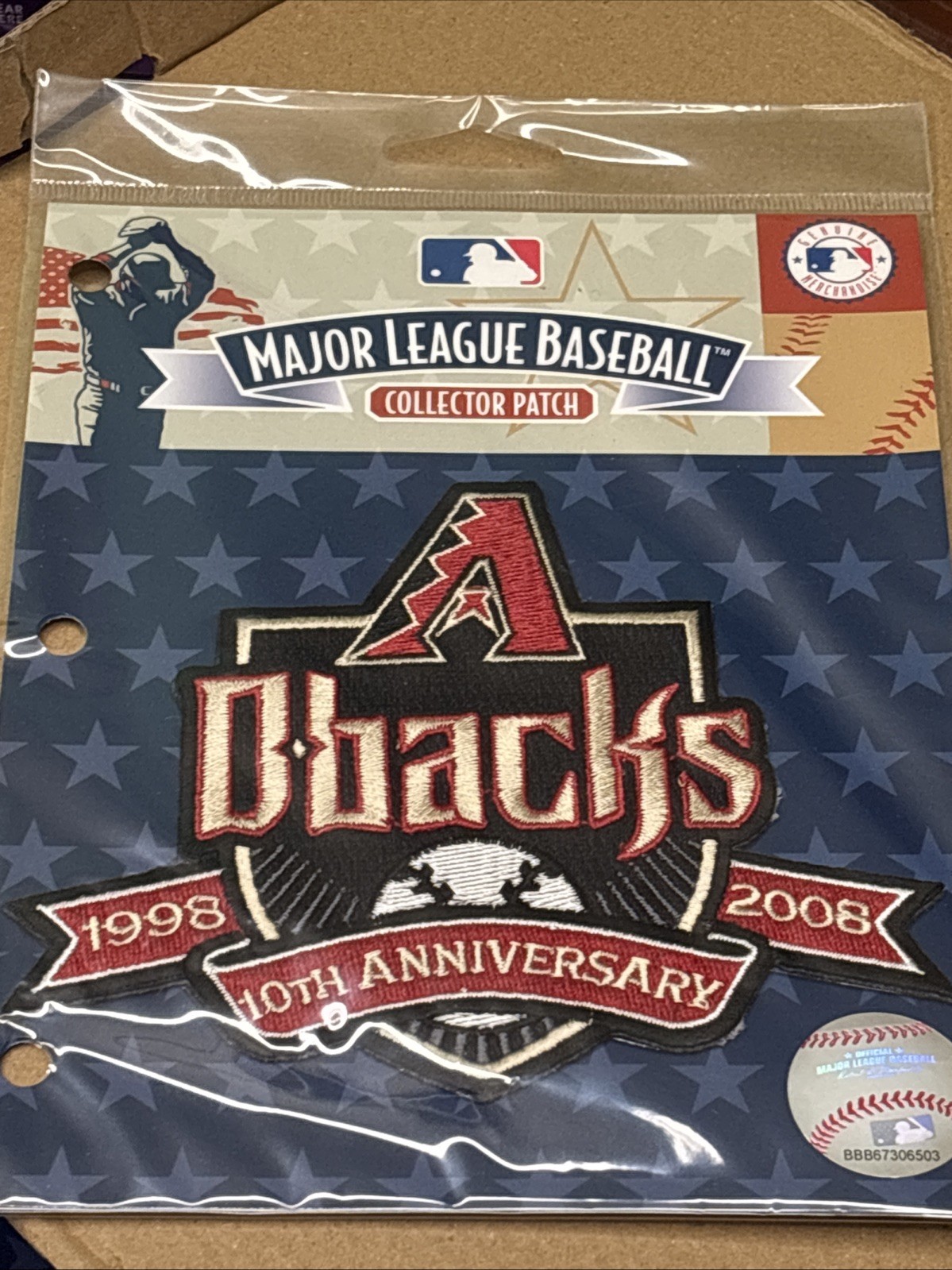 Arizona Dbacks Baseball 10th Anniversary Patch 1998-2008