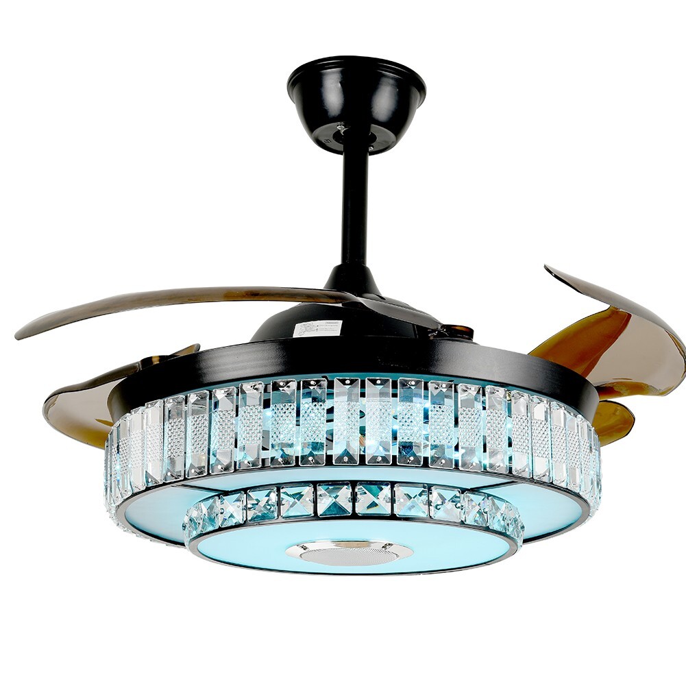 42" black frequency conversion colorful bluetooth remote control fan light