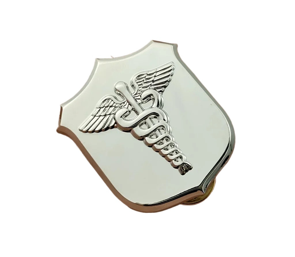 REGULATION US FORCE PHYSICIAN BADGE MEDICAL HAT COLLAR PIN shiny silver