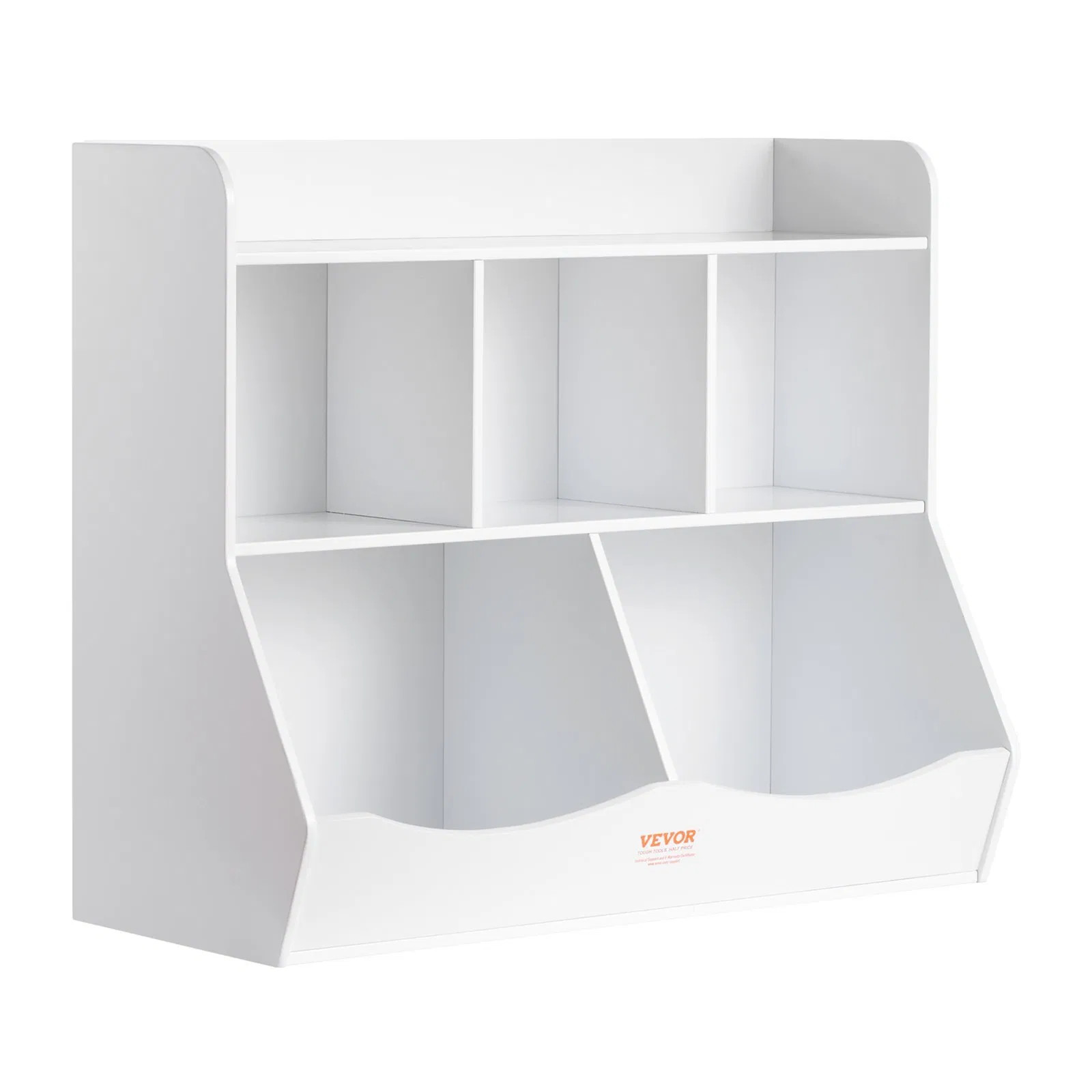 Wood Kid Storage Cubby, Toy Storage Organizer with Bookshelf, 5-Cubby Wood Toy