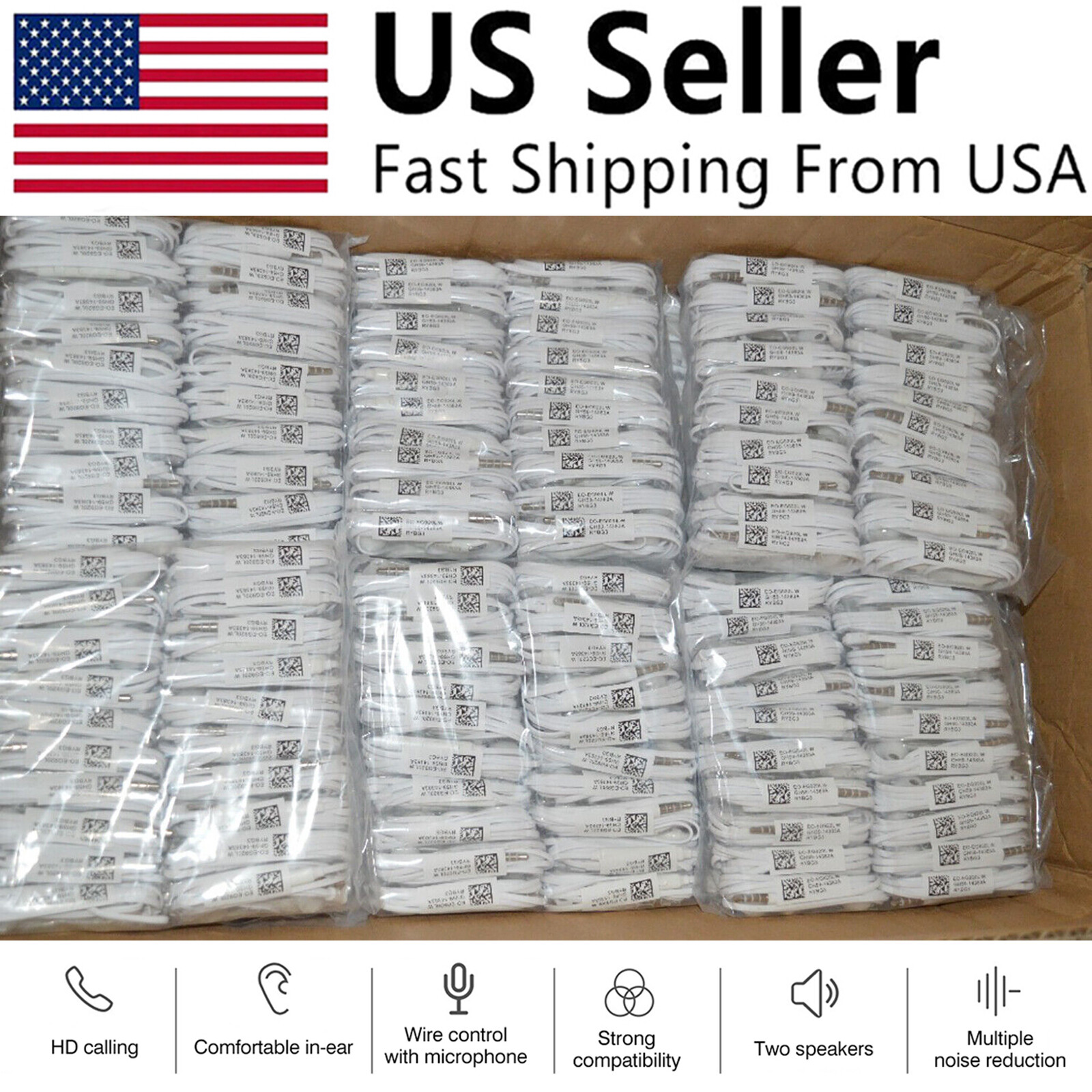 Lot 3.5mm In-Ear Headset Earphone Headphones Earbud w/ Mic For Samsung Galaxy US