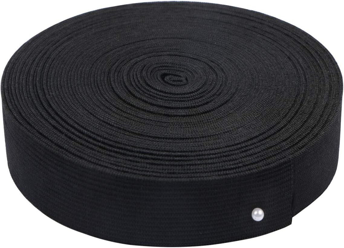 1 Inch Wide Black Knit Elastic Spool Heavy Stretch High Elasticity Knit Elastic