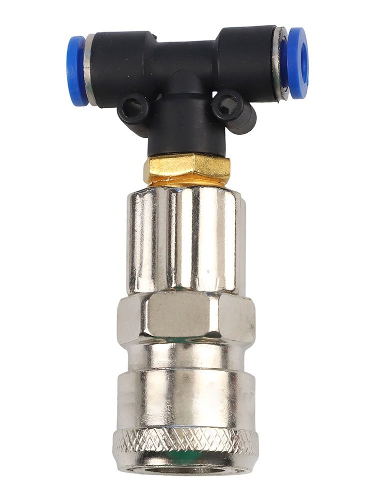 Three way Pneumatic Tank Connector Straight Through Joint Metal Material