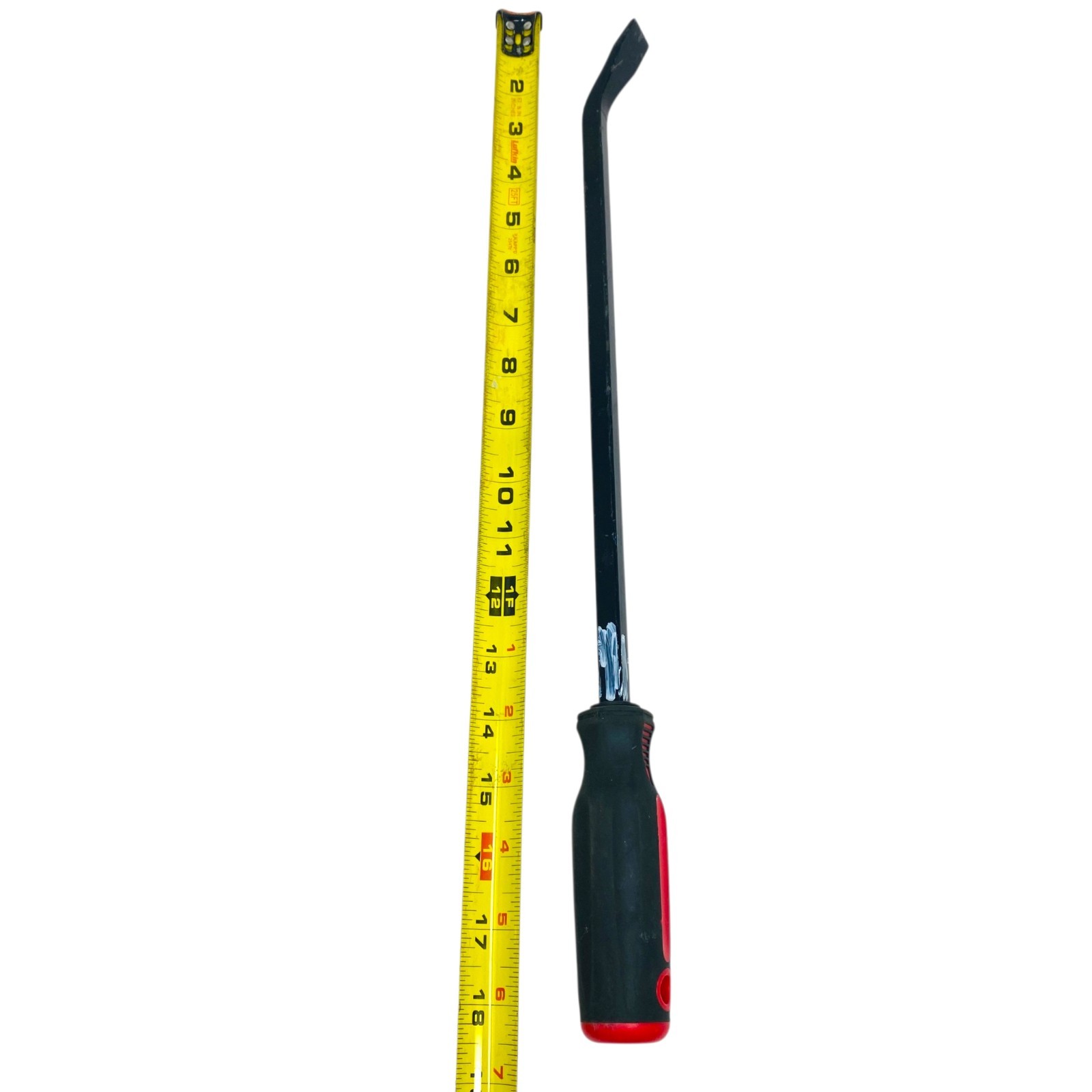 Angled Tip Pry Bar CR-V Curved Screwdriver Pry Bars with Strike Cap 18 Inch