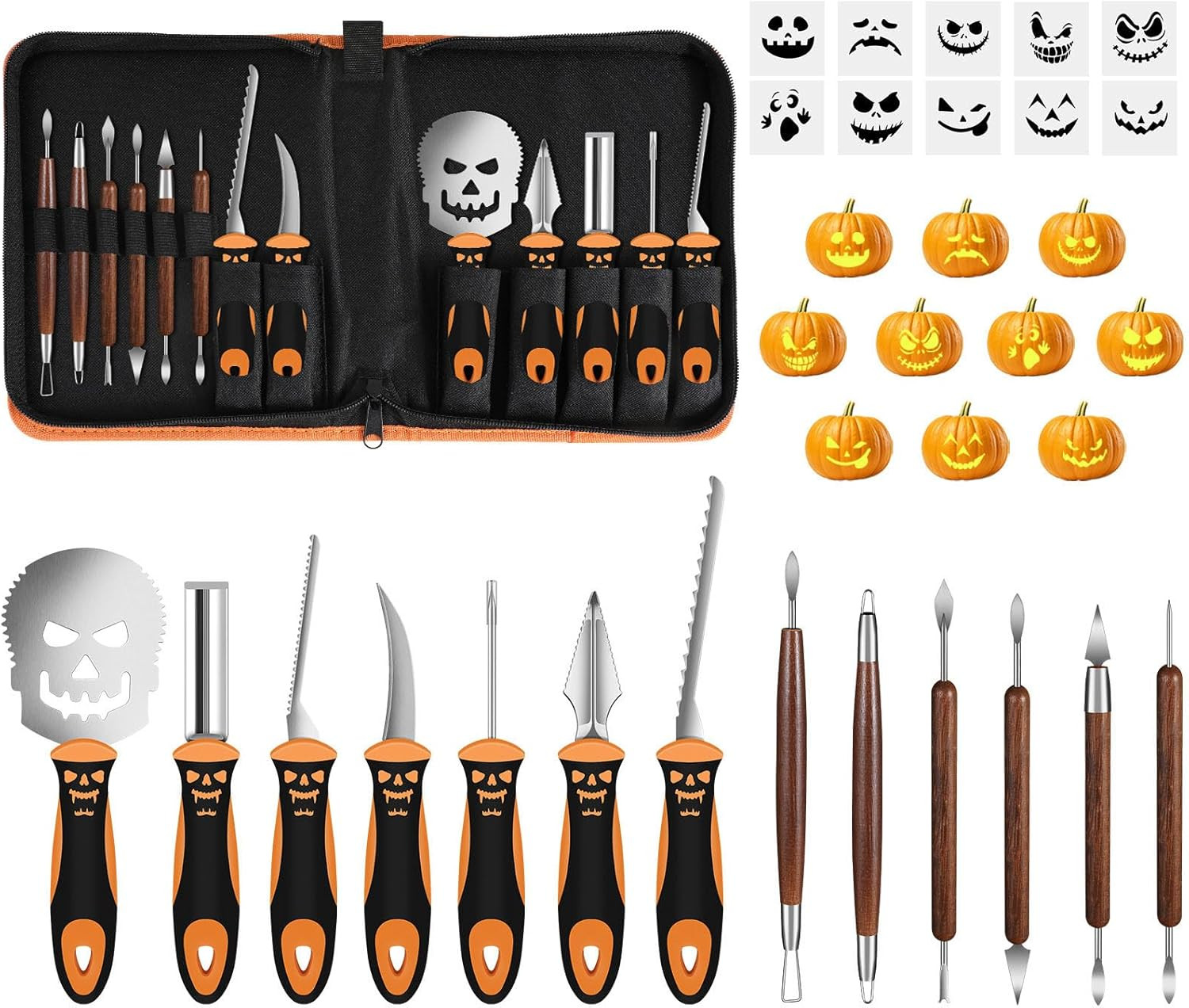 Halloween Pumpkin Carving Tool Kit, 13-Piece Professional Stainless Steel Pumpki
