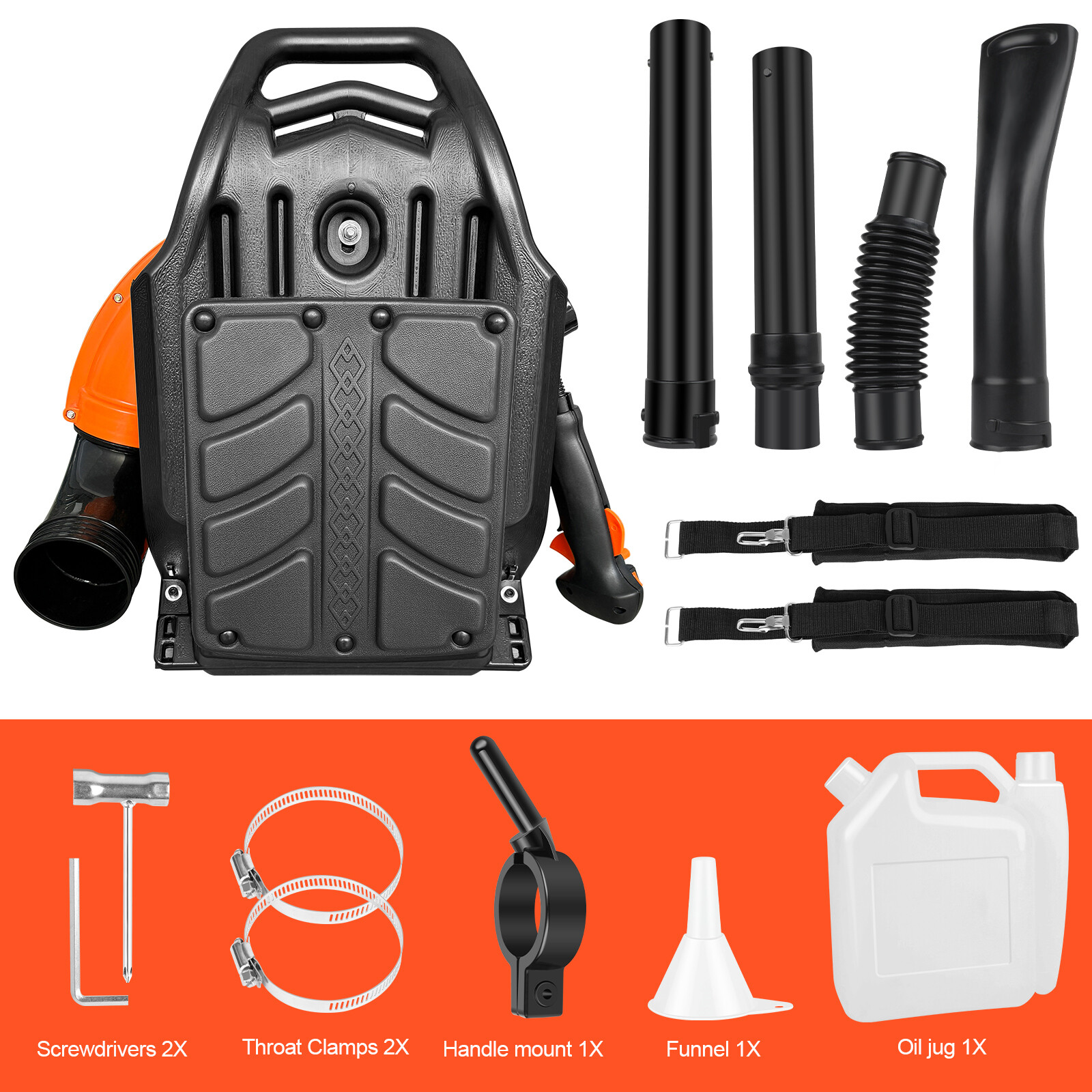 Backpack Leaf Blower Gas Powered Snow Blower 665CFM 63CC 2-Stroke 3HP 6800 RPM
