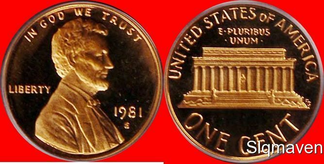 1981 S Type 1 Lincoln Cent Gem Proof