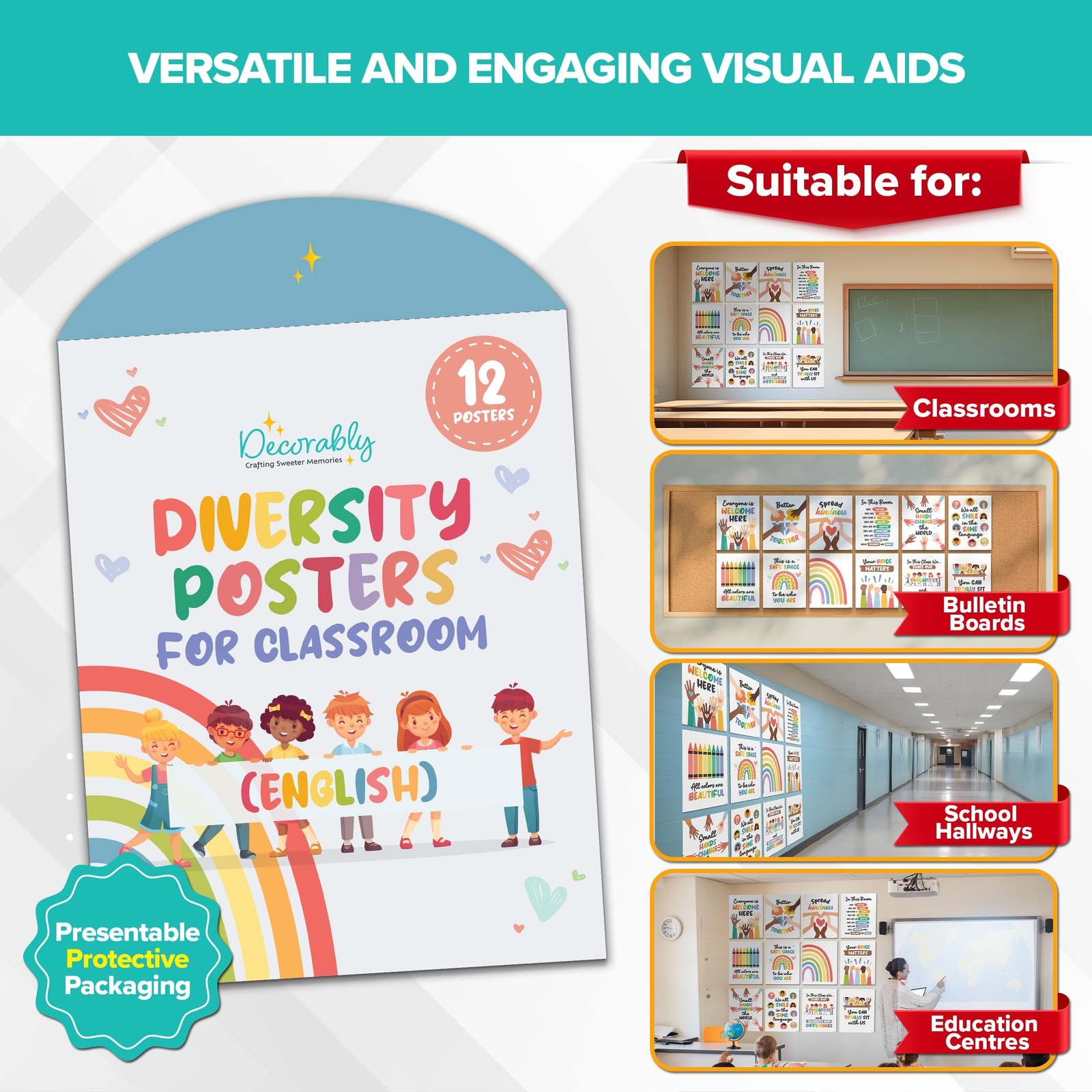 Decorably Diversity Posters for Classroom - 12 Inclusion Posters for Classroo...