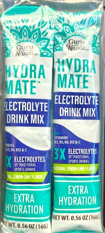 GURU NANDA Hydramate Electrolyte Drink Mix Lemon Lime 3 Boxes NIB