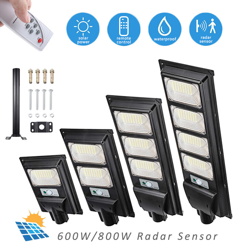 Solar Street Light Commercial Outdoor Dusk to Dawn IP65 Road Lamp+Pole 150-600W