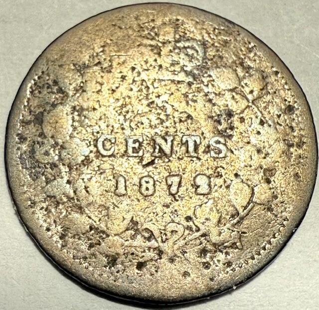CANADA - Queen Victoria - 5 Cents 1872H - KEY DATE - Used, Abused, CHEAP!