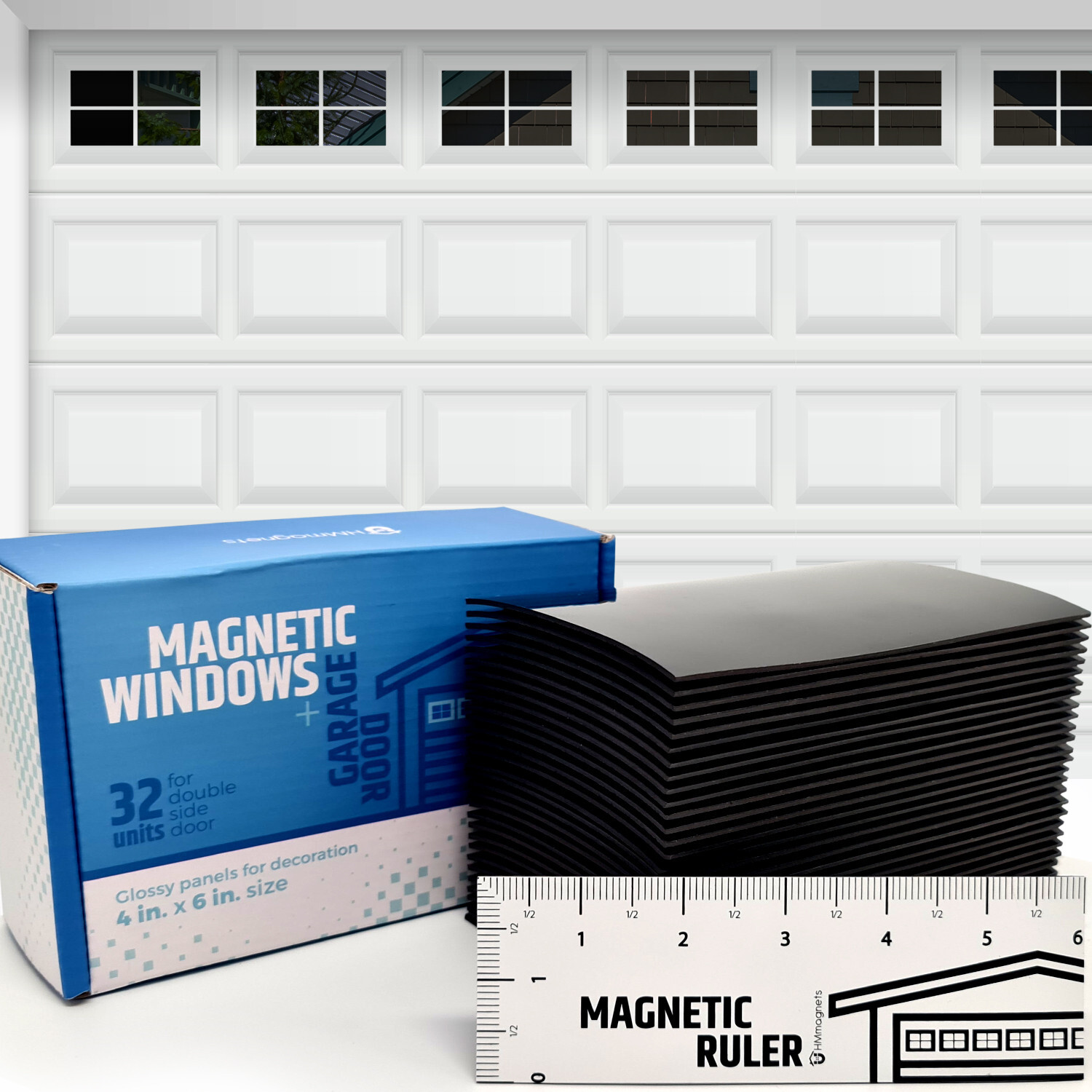 Strong & Glossy Magnetic Garage Door Windows - Looks Like Real Window Panels