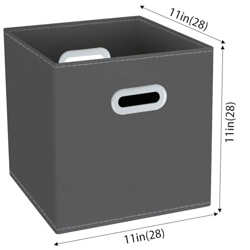Yunkeeeper storage bins Cubes, Fabric Cube Organizer with Handle, 3 Pack Gray