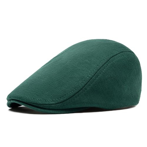 Newsboy Hats for Men Cotton Flat Cap Soft Fitted Driving Cabbie One Size Green