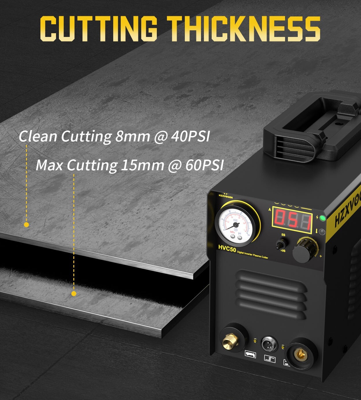 HZXVOGEN 110/220V HF Touch Pilot Arc Cutting Plasma Cutter Quick Air Connector
