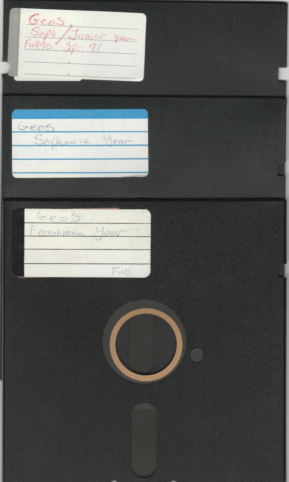 Lot of 3 Used 5.25" floppy disks ~ SOLD AS BLANKS(Geos Software) used in college