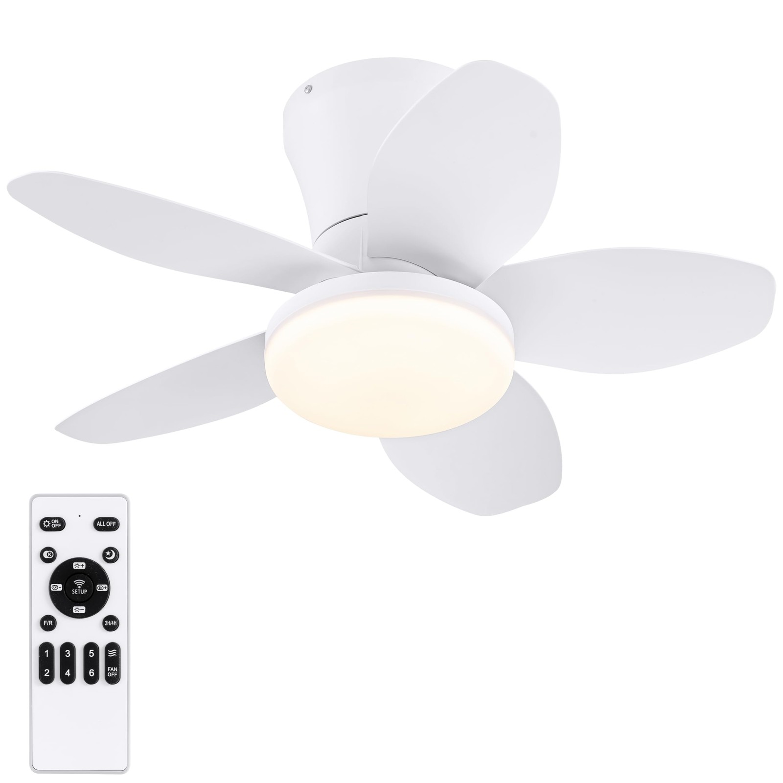 Small Ceiling Fans with Lights 25 Inch - Low Profile Ceiling Fans with Remote