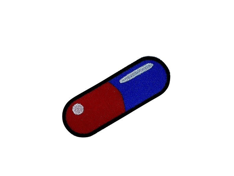 Iron-On Embroidered Patch Badge Pill Capsule Embroidery